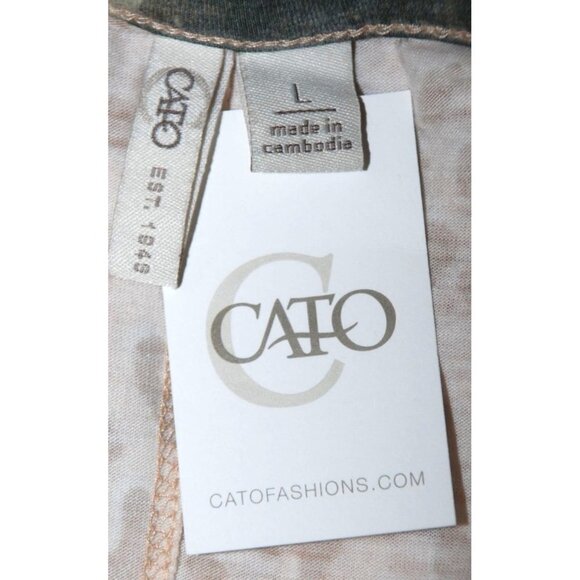 NWT Cato Est. 1946 Ladies T-Shirt Top Size L Camouflage SS Stretch Yellow Green - Picture 7 of 8